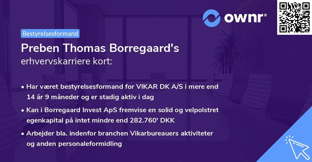 Preben Thomas Borregaard's erhvervskarriere kort