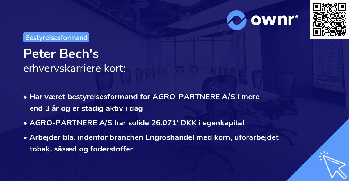 Peter Bech's erhvervskarriere kort