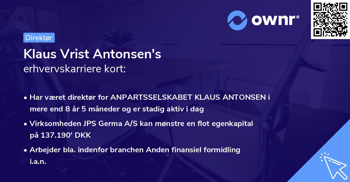 Klaus Vrist Antonsen's erhvervskarriere kort
