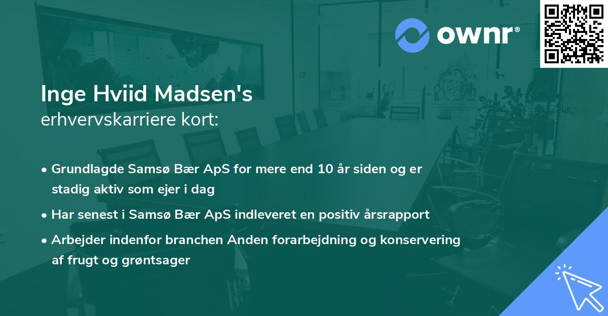 Inge Hviid Madsen's erhvervskarriere kort