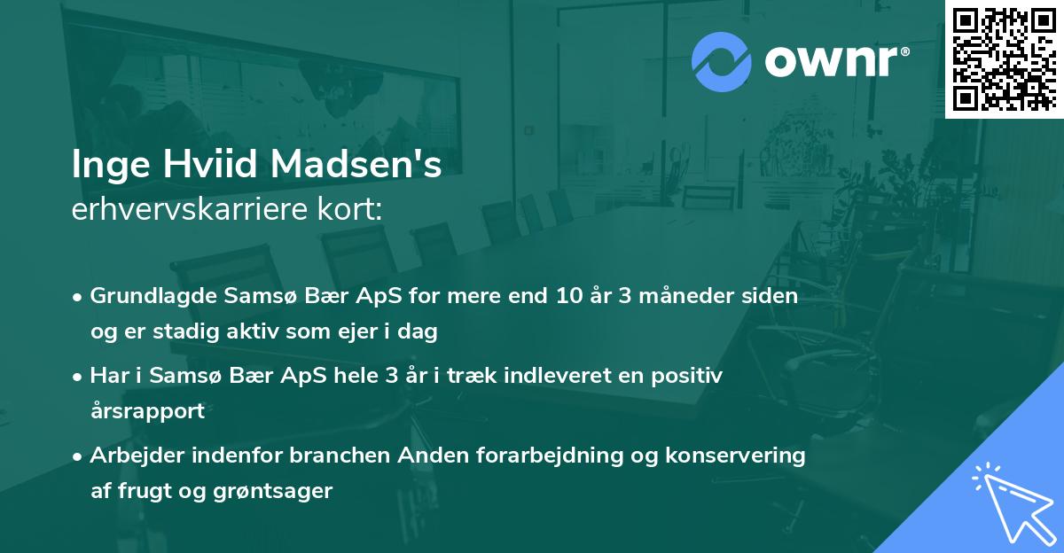 Inge Hviid Madsen's erhvervskarriere kort