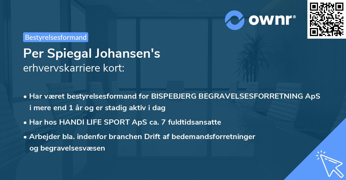 Per Spiegal Johansen's erhvervskarriere kort