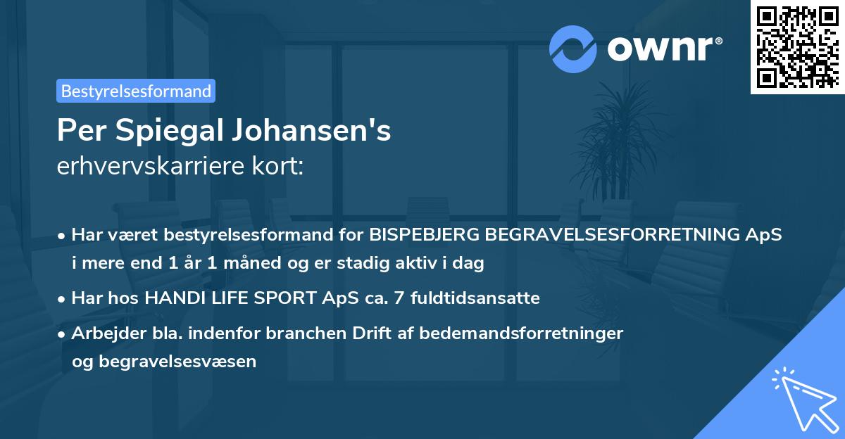 Per Spiegal Johansen's erhvervskarriere kort