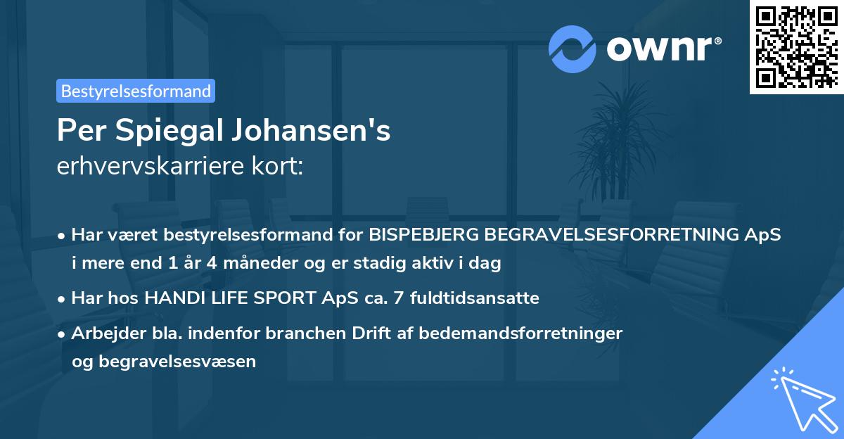 Per Spiegal Johansen's erhvervskarriere kort