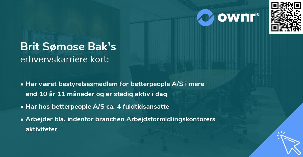 Brit Sømose Bak's erhvervskarriere kort