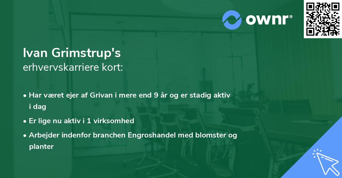 Ivan Grimstrup's erhvervskarriere kort