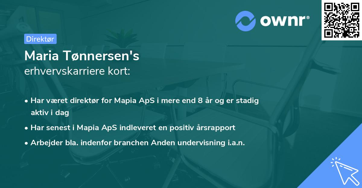 Maria Tønnersen's erhvervskarriere kort