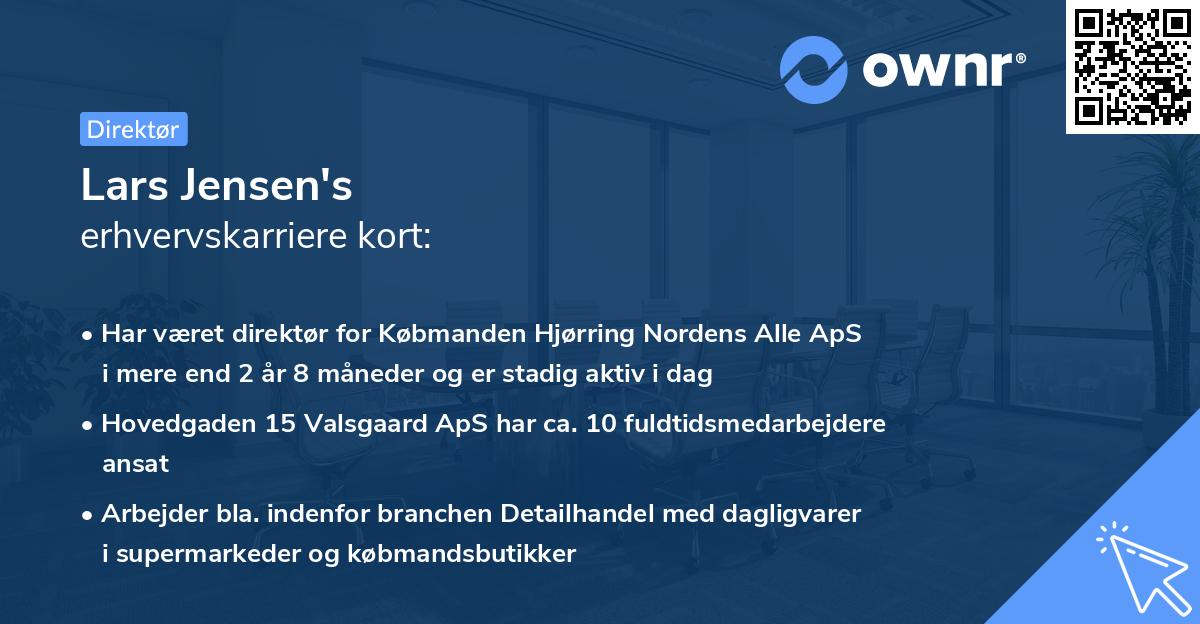 Lars Jensen's erhvervskarriere kort