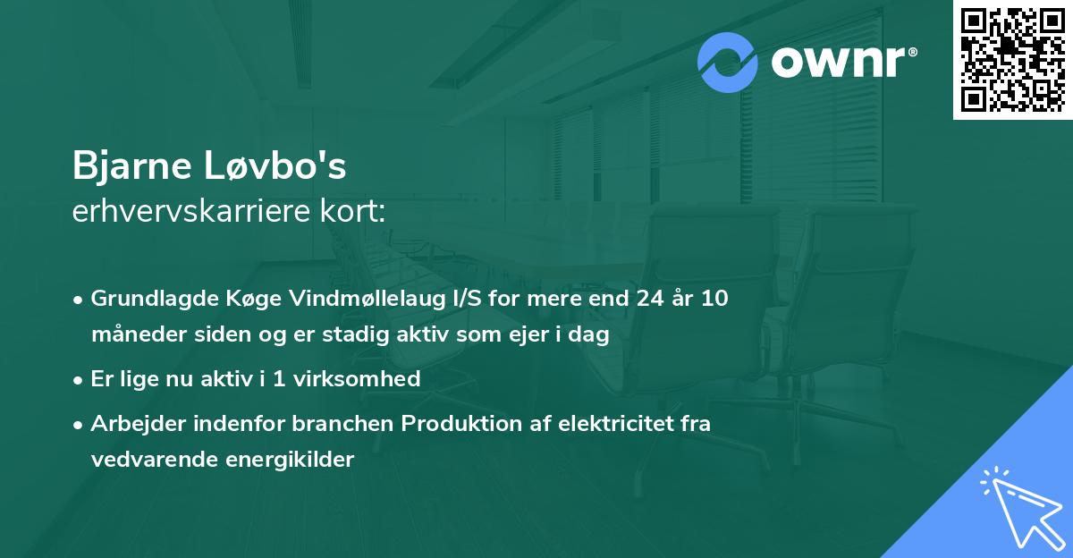 Bjarne Løvbo's erhvervskarriere kort