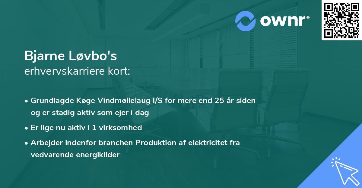 Bjarne Løvbo's erhvervskarriere kort