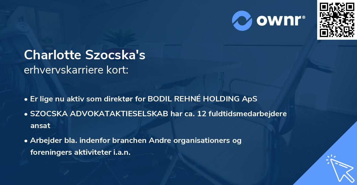 Charlotte Szocska's erhvervskarriere kort