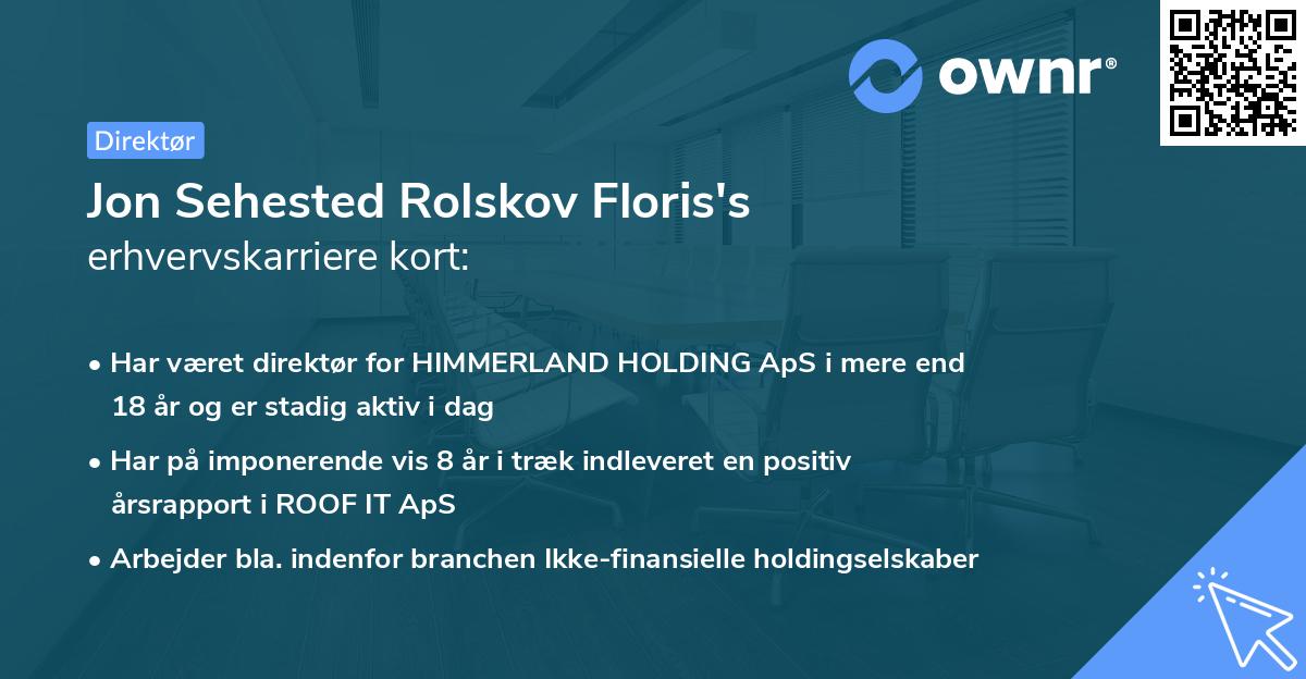 Jon Sehested Rolskov Floris's erhvervskarriere kort