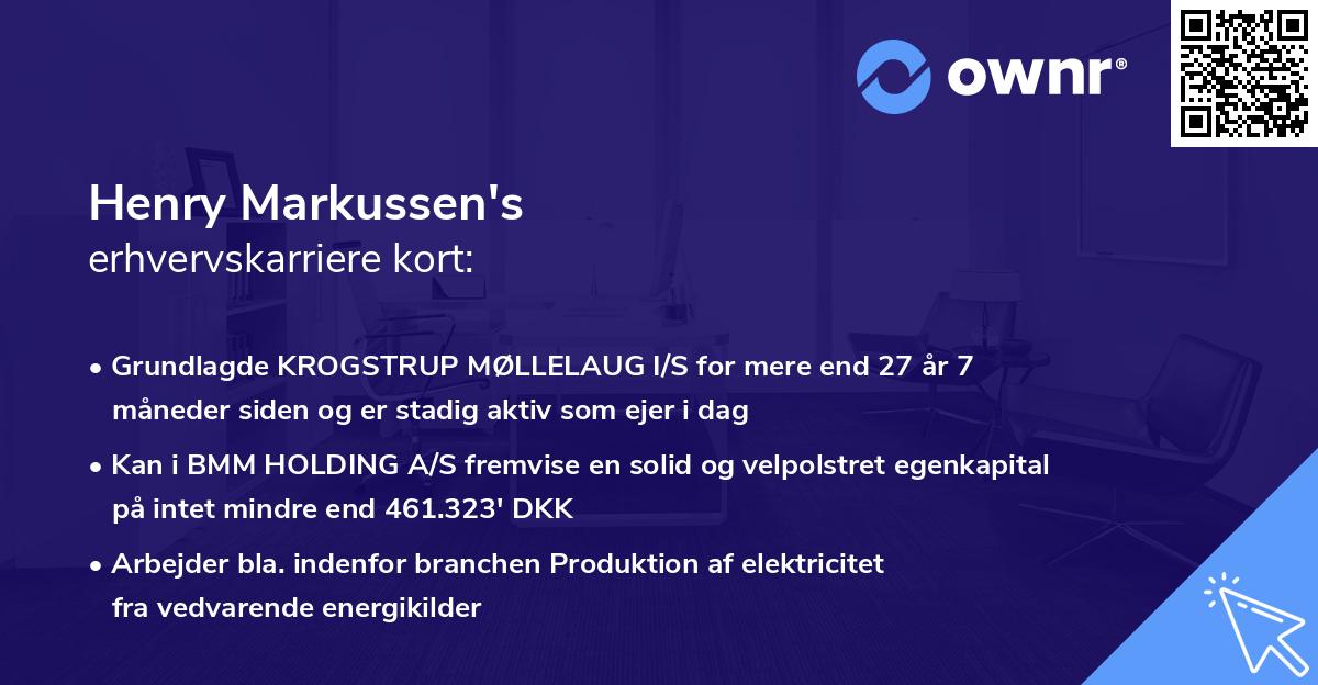 Henry Markussen's erhvervskarriere kort