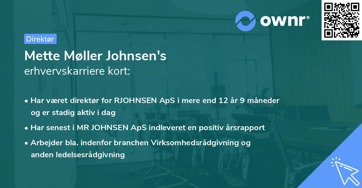 Mette Møller Johnsen's erhvervskarriere kort