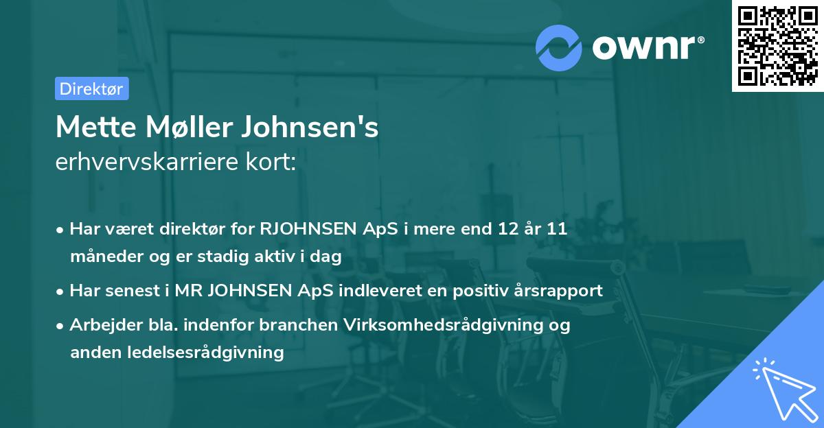Mette Møller Johnsen's erhvervskarriere kort