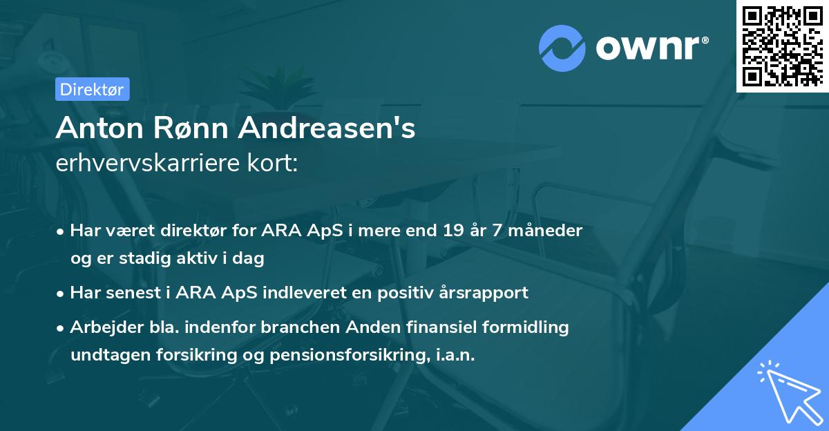 Anton Rønn Andreasen's erhvervskarriere kort