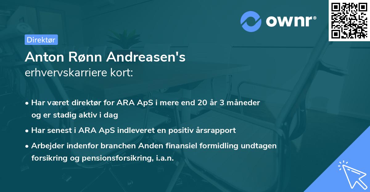 Anton Rønn Andreasen's erhvervskarriere kort