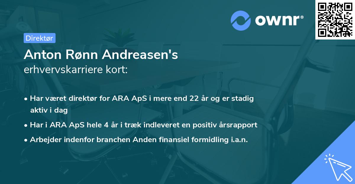 Anton Rønn Andreasen's erhvervskarriere kort