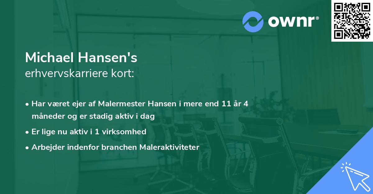 Michael Hansen's erhvervskarriere kort