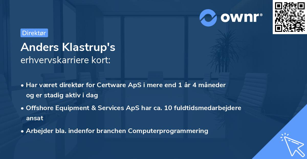 Anders Klastrup's erhvervskarriere kort