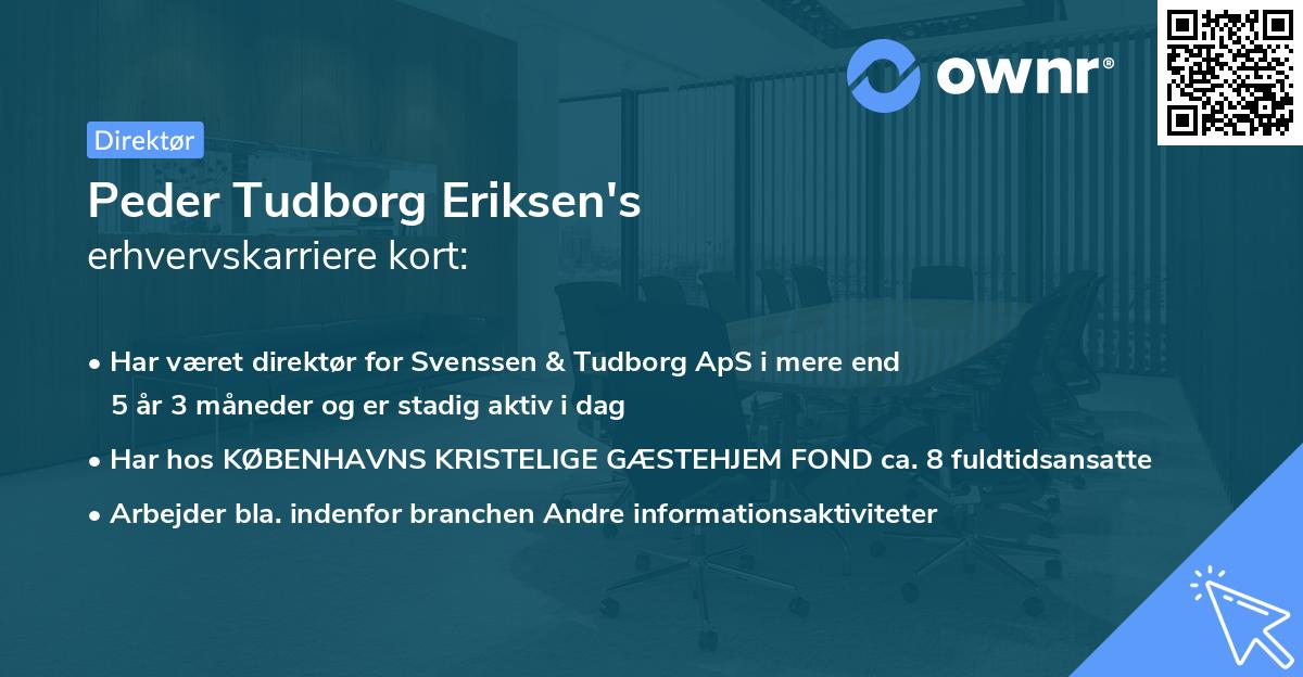 Peder Tudborg Eriksen's erhvervskarriere kort