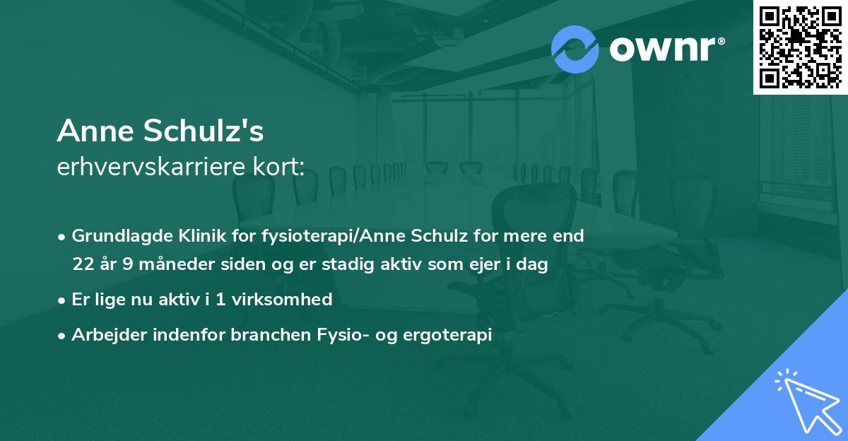 Anne Schulz's erhvervskarriere kort