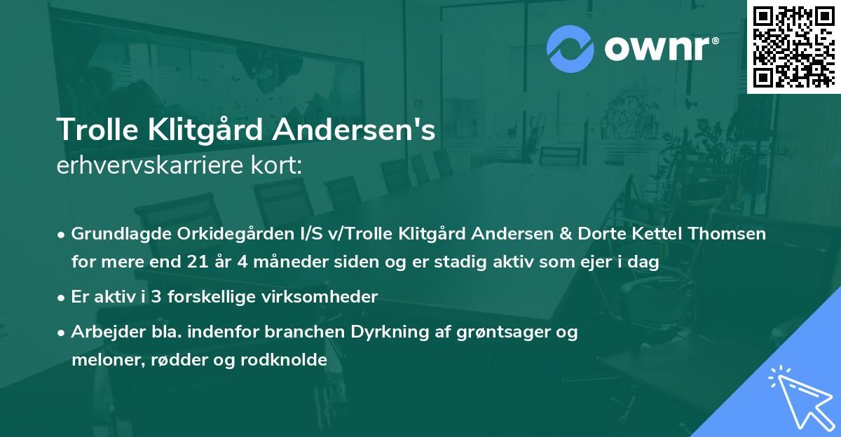 Trolle Klitgård Andersen's erhvervskarriere kort