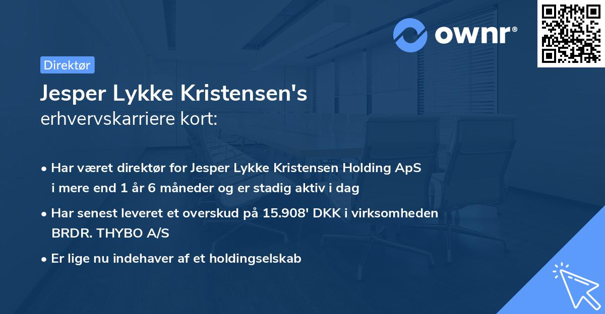 Jesper Lykke Kristensen's erhvervskarriere kort