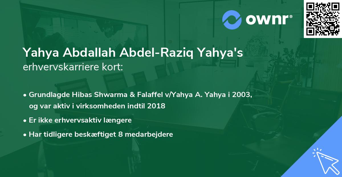 Yahya Abdallah Abdel-Raziq Yahya's erhvervskarriere kort