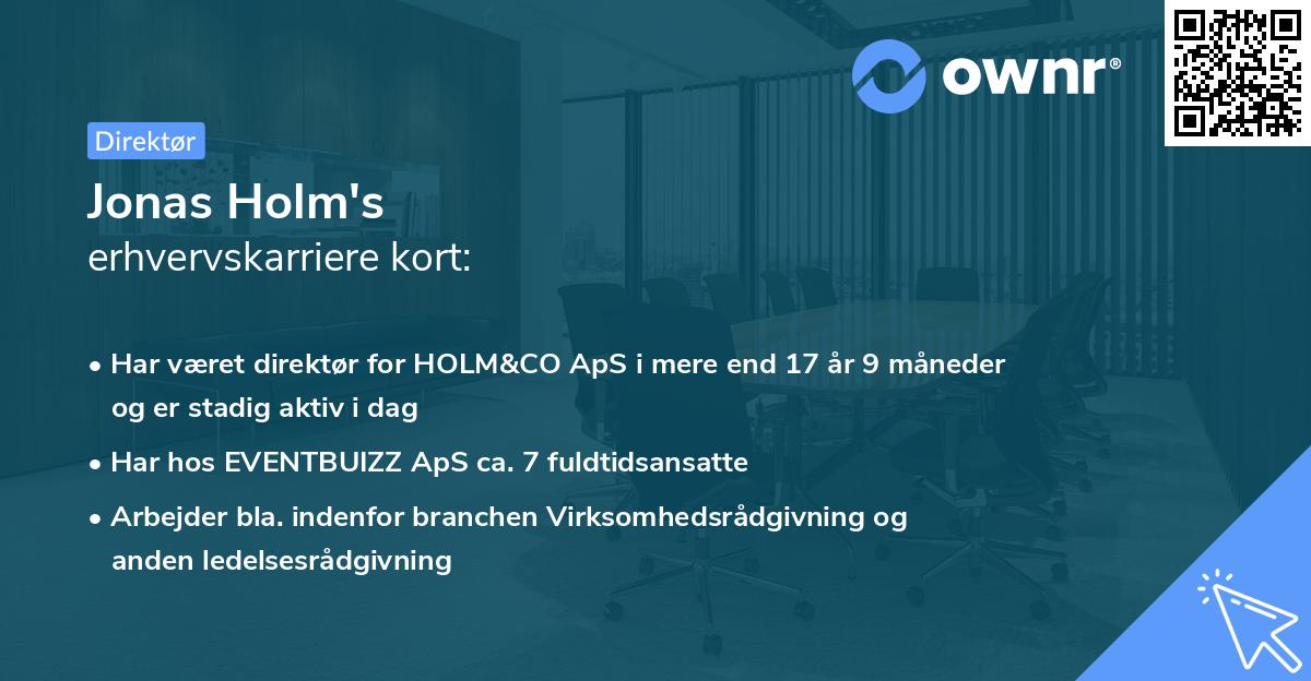 Jonas Holm's erhvervskarriere kort