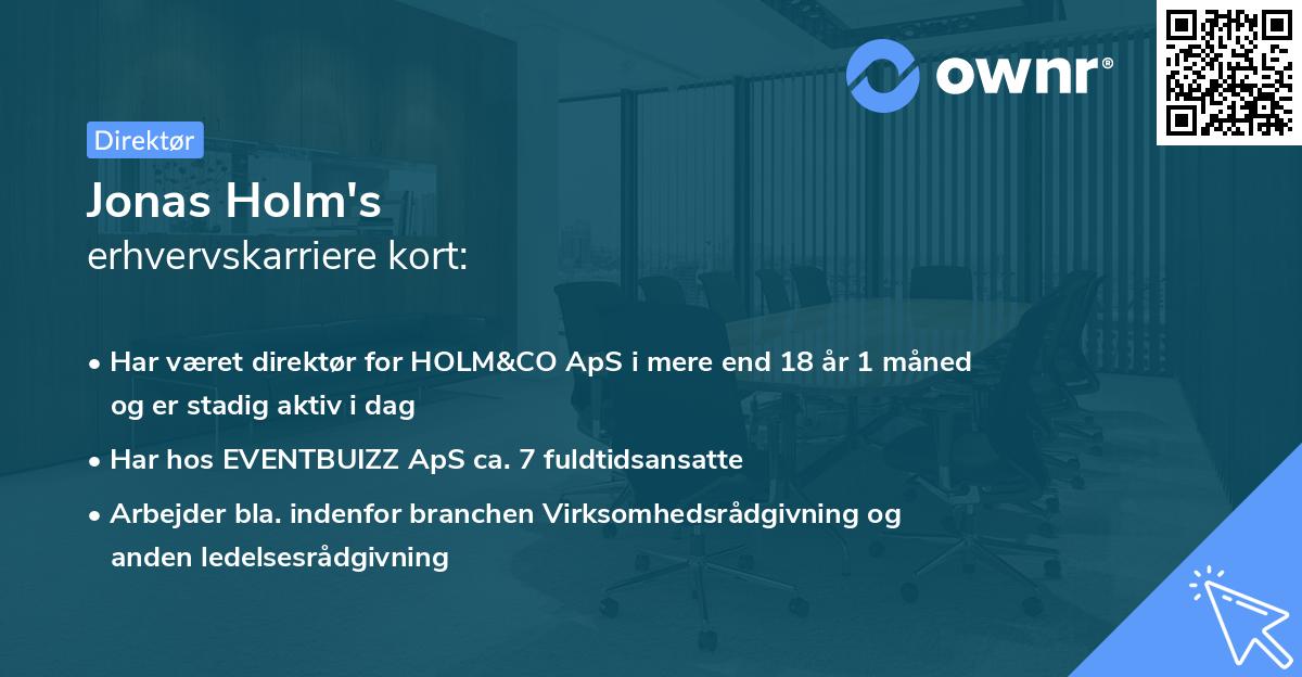 Jonas Holm's erhvervskarriere kort