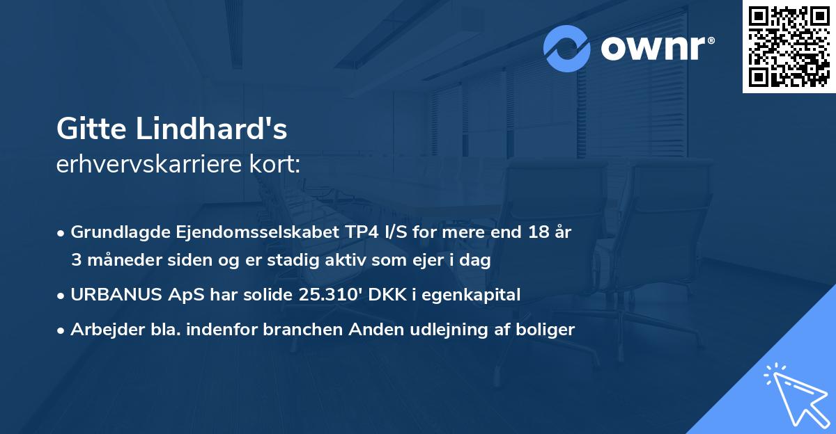 Gitte Lindhard's erhvervskarriere kort