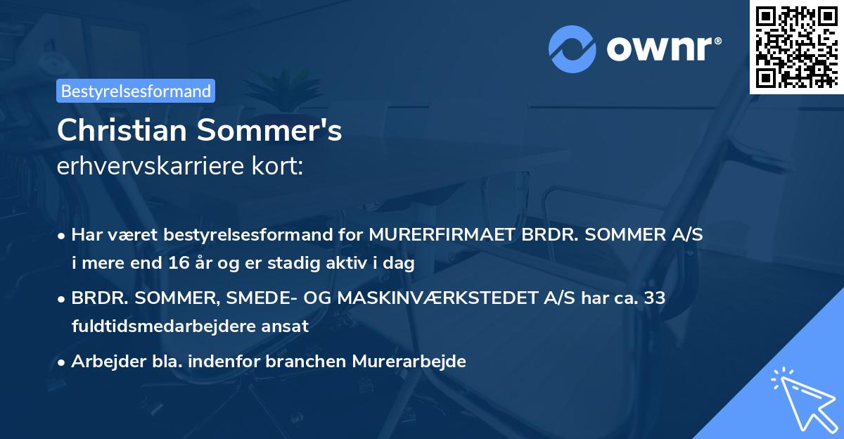 Christian Sommer's erhvervskarriere kort