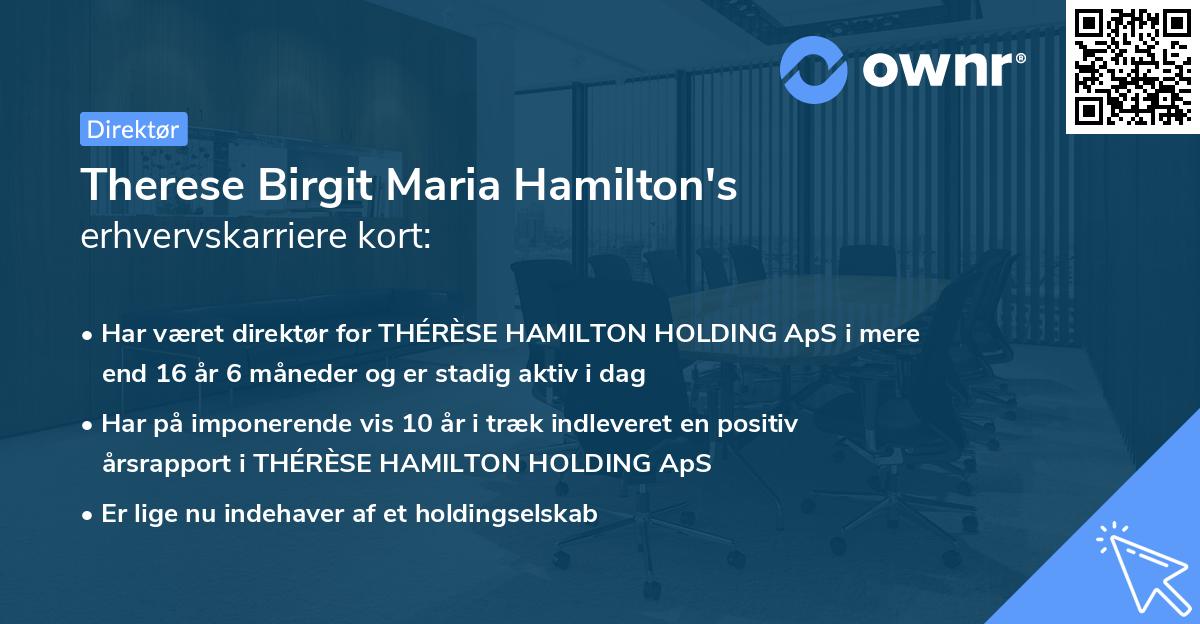 Therese Birgit Maria Hamilton's erhvervskarriere kort