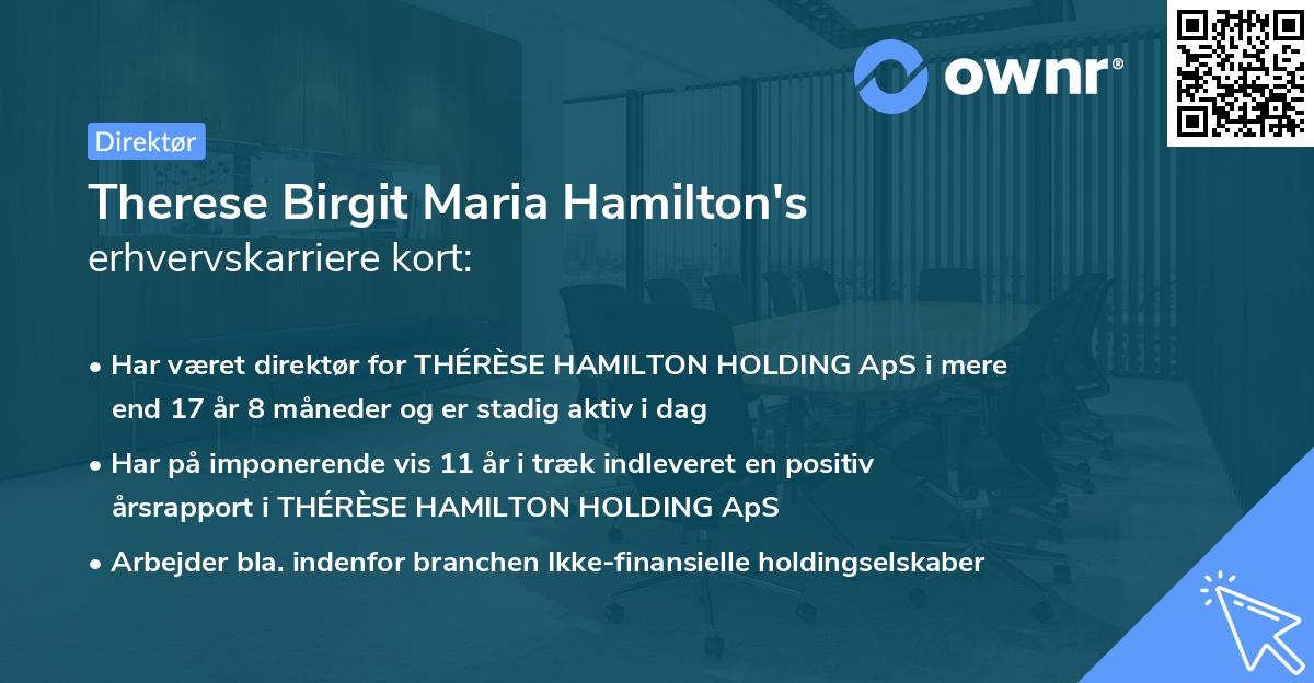 Therese Birgit Maria Hamilton's erhvervskarriere kort
