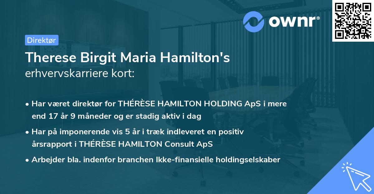 Therese Birgit Maria Hamilton's erhvervskarriere kort