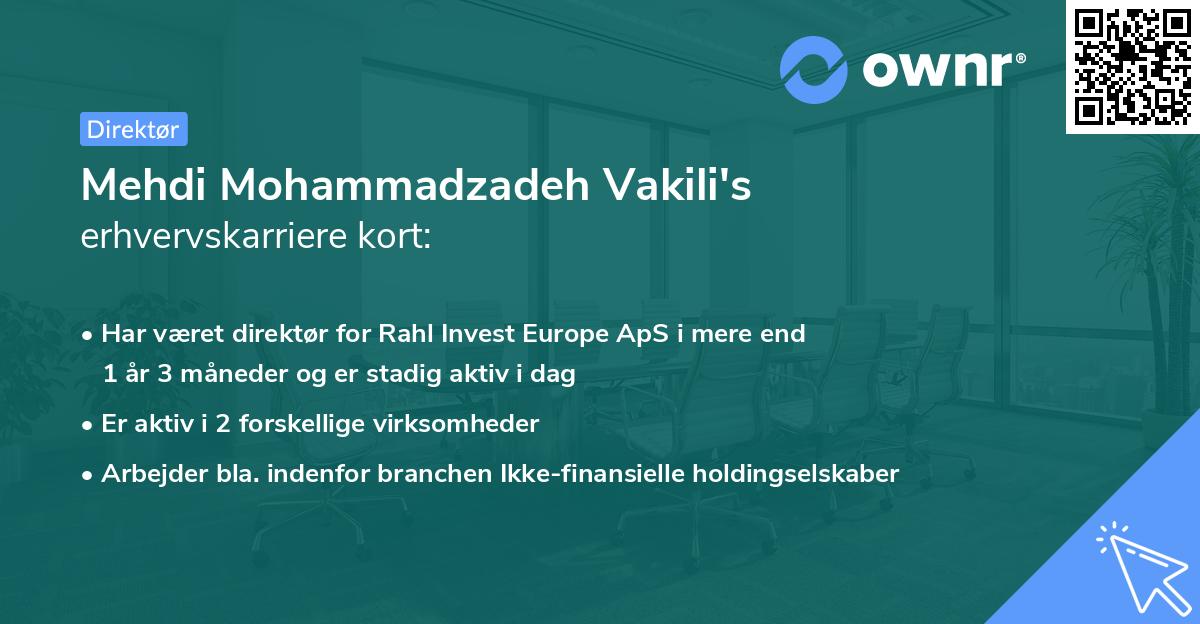 Mehdi Mohammadzadeh Vakili's erhvervskarriere kort