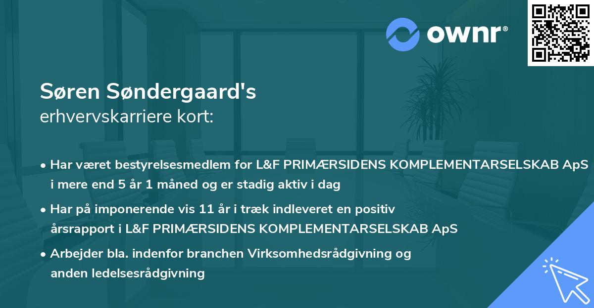 Søren Søndergaard's erhvervskarriere kort