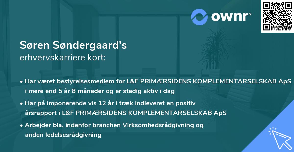 Søren Søndergaard's erhvervskarriere kort