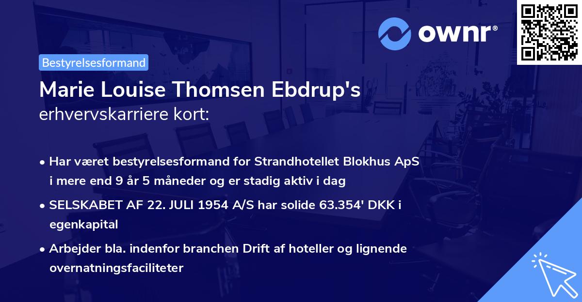 Marie Louise Thomsen Ebdrup's erhvervskarriere kort