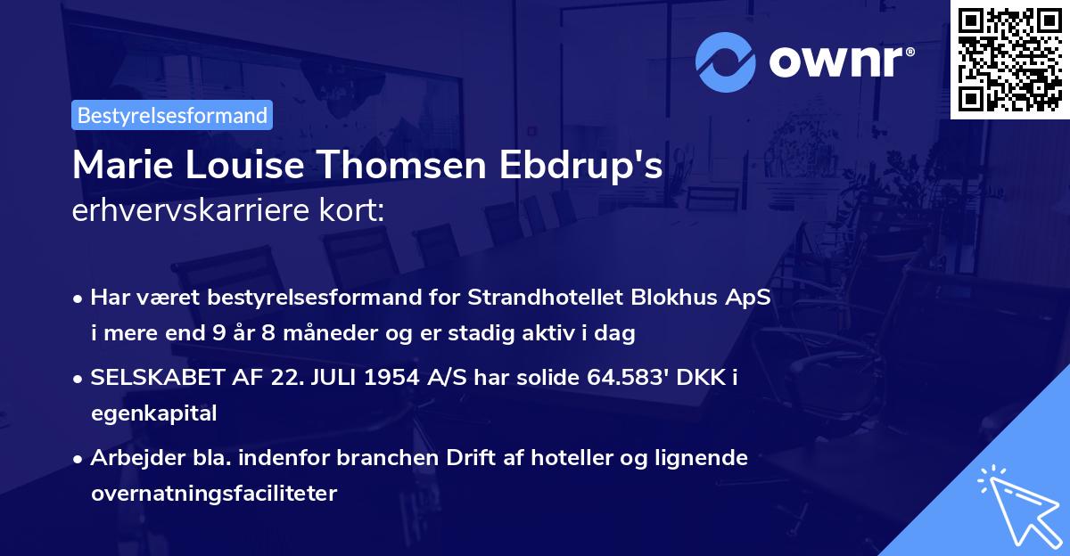 Marie Louise Thomsen Ebdrup's erhvervskarriere kort