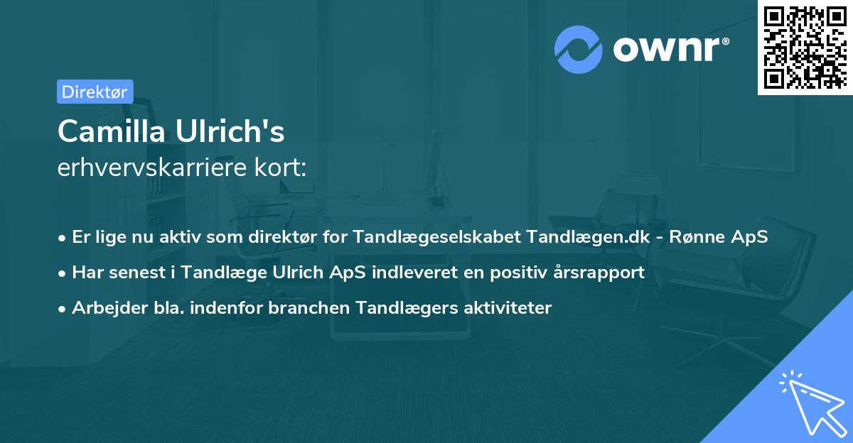 Camilla Ulrich's erhvervskarriere kort