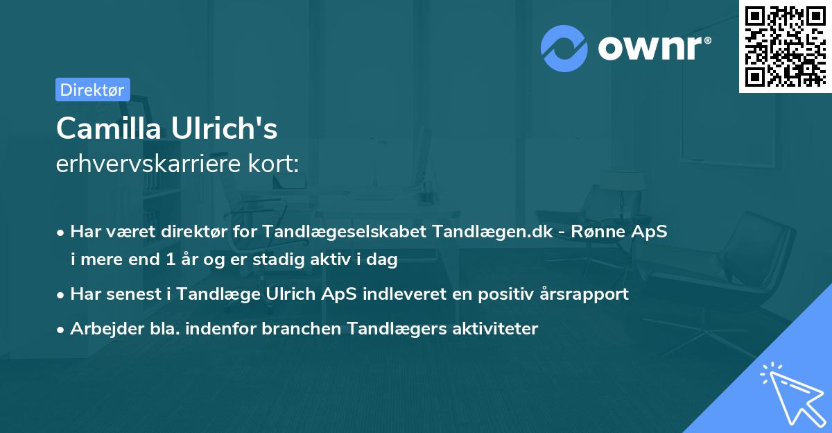 Camilla Ulrich's erhvervskarriere kort