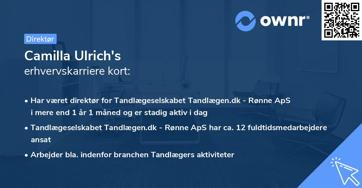 Camilla Ulrich's erhvervskarriere kort