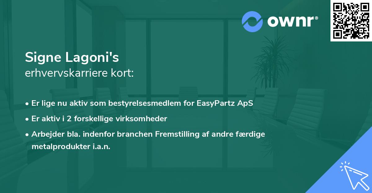 Signe Lagoni's erhvervskarriere kort