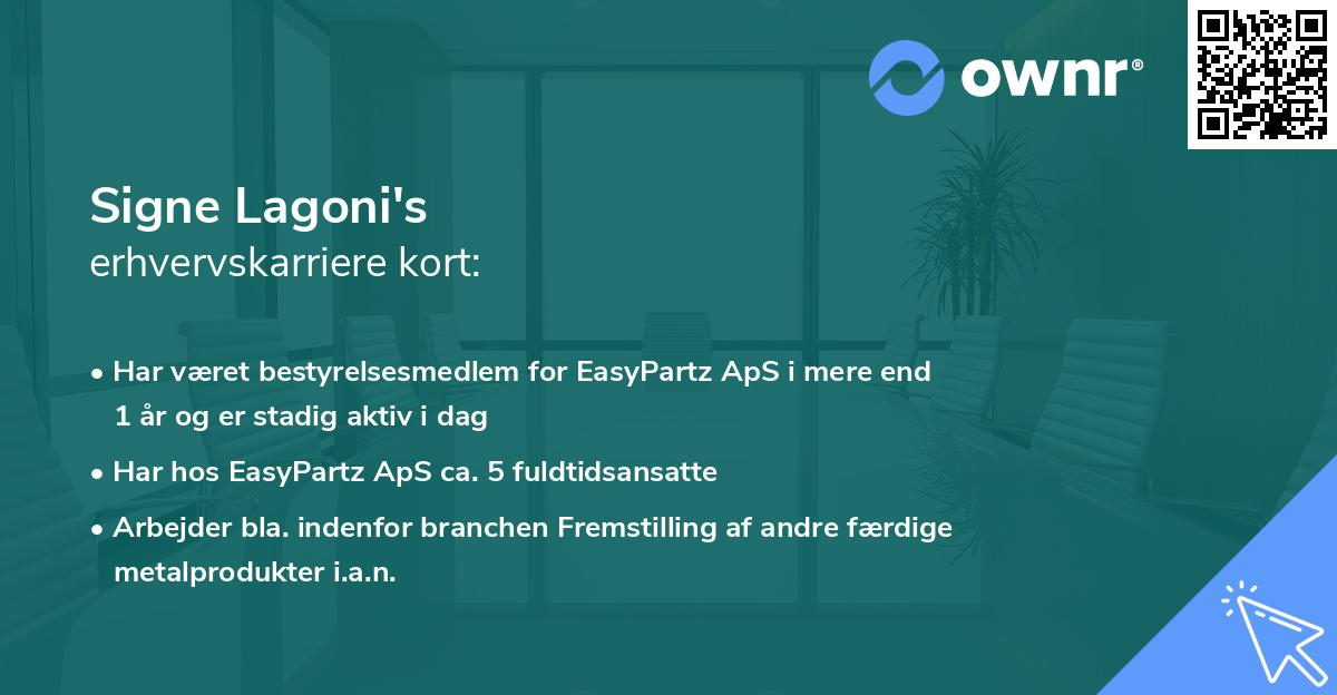 Signe Lagoni's erhvervskarriere kort