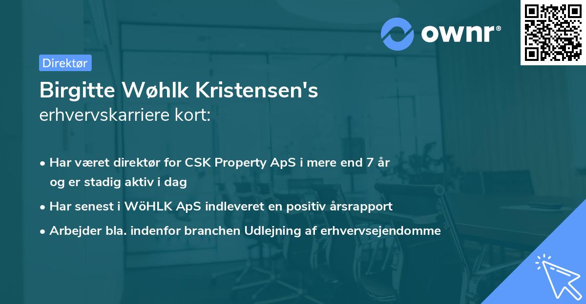Birgitte Wøhlk Kristensen's erhvervskarriere kort
