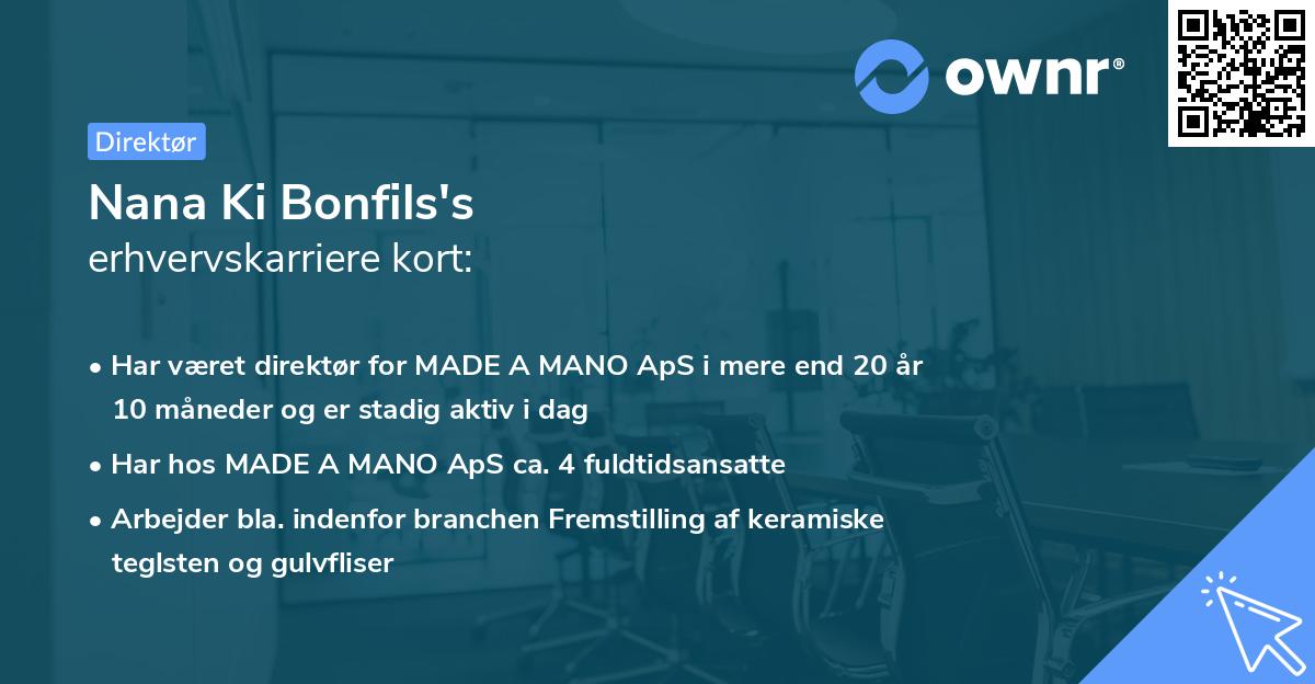Nana Ki Bonfils's erhvervskarriere kort