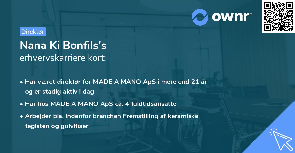 Nana Ki Bonfils's erhvervskarriere kort