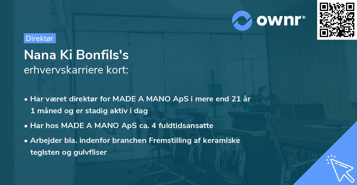 Nana Ki Bonfils's erhvervskarriere kort